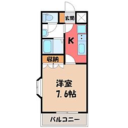 エバーエデンB 1Kの間取図画像