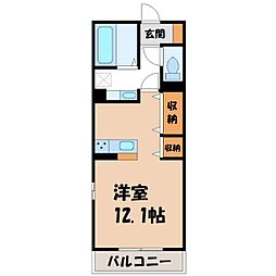 クレシア ワンルームの間取図画像