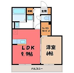 Y.シャトル 1LDKの間取図画像