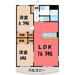 プレジールコートカルハマ 2LDKの間取図画像