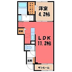 セントラル フィールド 福居 1LDKの間取図画像