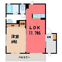 ヴィラブリッツ B  ｜ 群馬県太田市飯田町（賃貸アパート1LDK・1階・42.67㎡） その2