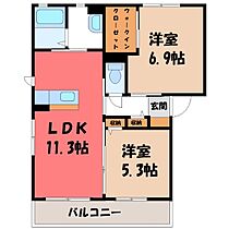 ワイズ A  ｜ 群馬県太田市飯塚町（賃貸アパート2LDK・1階・54.07㎡） その2