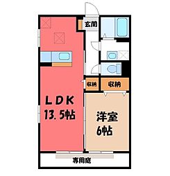 ヴィラージュガーデンB 1LDKの間取図画像