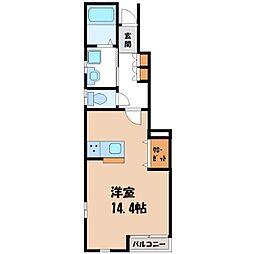 エンパレスV7 1階ワンルームの間取り