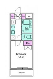 東京メトロ東西線 浦安駅 徒歩9分の賃貸マンション 5階1Kの間取り