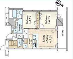 ブランズタワー豊洲 2LDKの間取図画像
