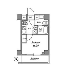 東京メトロ東西線 南行徳駅 徒歩6分の賃貸マンション 3階1Kの間取り