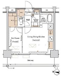 ブランシエスタ木場 1LDKの間取図画像