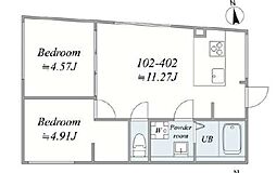 江東区東陽3丁目マンション 2LDKの間取図画像