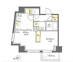 プライムメゾン清澄白河 ワンルームの間取図画像
