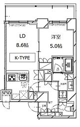 東京メトロ有楽町線 月島駅 徒歩3分の賃貸マンション 9階1LDKの間取り