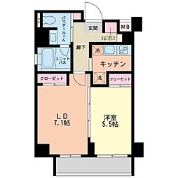 都営大江戸線 門前仲町駅 徒歩9分の賃貸マンション 7階2Kの間取り
