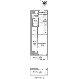 コンフォリア・リヴ豊洲キャナル 1LDKの間取図画像