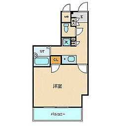プレール月島RIVAGE 1Kの間取図画像
