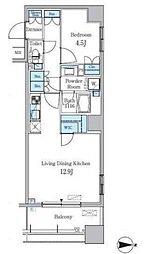 パークキューブ亀戸 1LDKの間取図画像