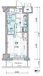 メインステージ錦糸町 1Kの間取図画像