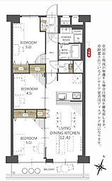 北浦和マンションB棟 3LDKの間取図画像