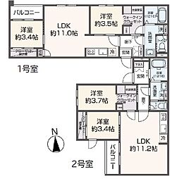 Classy桜並木Haru-noOto 2LDKの間取図画像