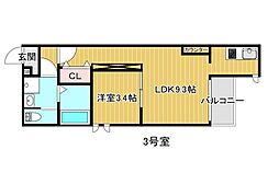 storia姪浜 1LDKの間取図画像