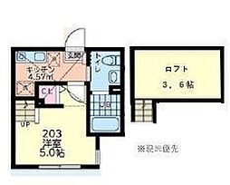 カンパーナ鶴間 1Kの間取図画像
