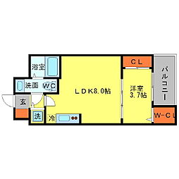セレニテ北浜 1LDKの間取図画像