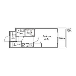 ウインズコート城北パーク 5階1Kの間取り
