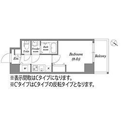 ウインズコート城北パーク 6階1Kの間取り