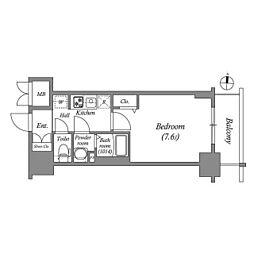 SHOKEN Residence名古屋 太閤通 1Kの間取図画像