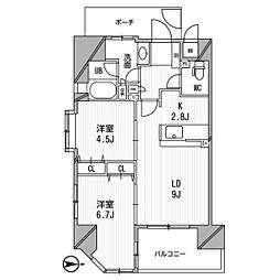 アーデンタワー北堀江 2LDKの間取図画像