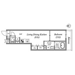 S-MOVE緑橋II 1LDKの間取図画像