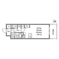 MELDIACRESTTAPPNAMBA-WEST ワンルームの間取図画像