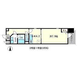 ラクラス長堀橋 1DKの間取図画像