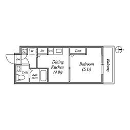 GRANPASEO舎人 1DKの間取図画像