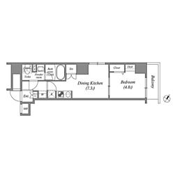 Urbanex日本橋人形町 1DKの間取図画像