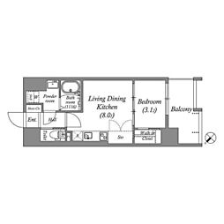 セレニテ福島シェルト 1LDKの間取図画像