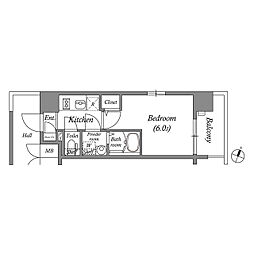 エスリード弁天町ポートヴィラ 1Kの間取図画像