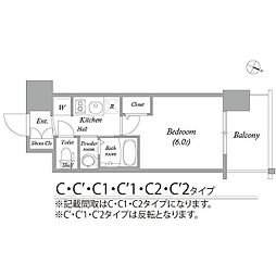 エステムコート大阪ウエスト2 1Kの間取図画像