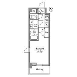 GRANPASEO田端B 1Kの間取図画像