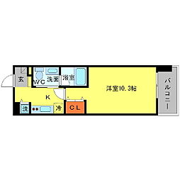 アスラン江戸堀 1Kの間取図画像