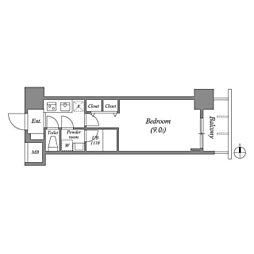 スプランディッド淀屋橋DUE 1Kの間取図画像