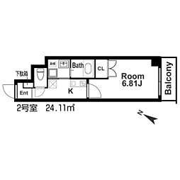 みおつくし江戸堀 1Kの間取図画像