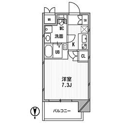 アスリート江坂2 1Kの間取図画像