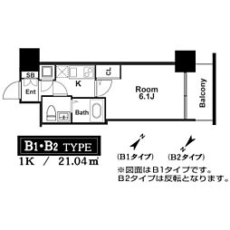 アドバンス西梅田ラシュレ 1Kの間取図画像