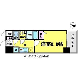 エスリード京橋 1Kの間取図画像