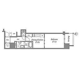 プレサンス堺筋本町駅前 1DKの間取図画像