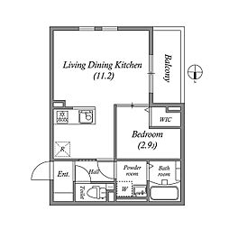 アムールヴィル江坂 1LDKの間取図画像