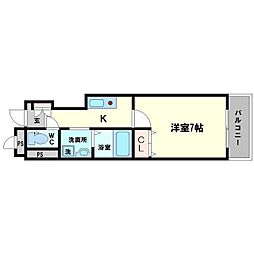 イーズコート桃山台 1Kの間取図画像