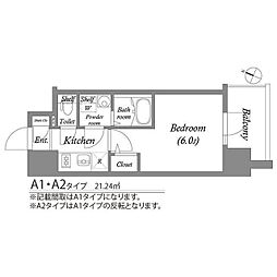 エスリード弁天町グランツ 1Kの間取図画像