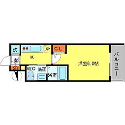 エスリード福島WEST 1Kの間取図画像
